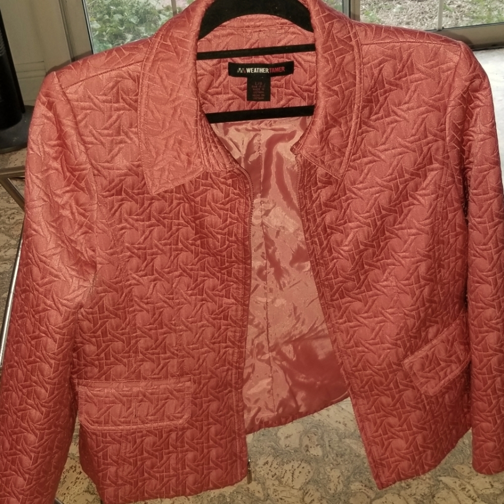 Weather Tamer L quilted jacket in Coral.
